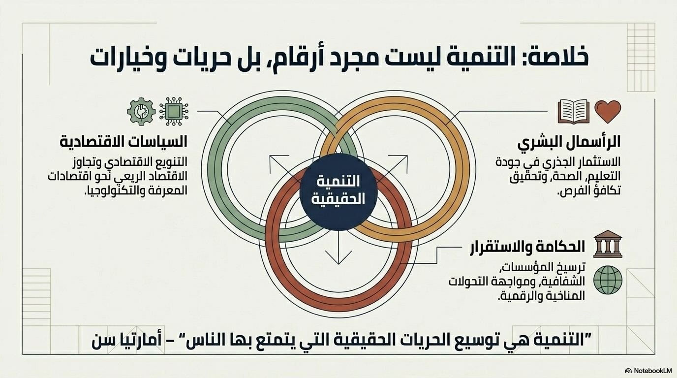 خلاصة: التنمية ليست مجرد أرقام، بل حريات وخيارات